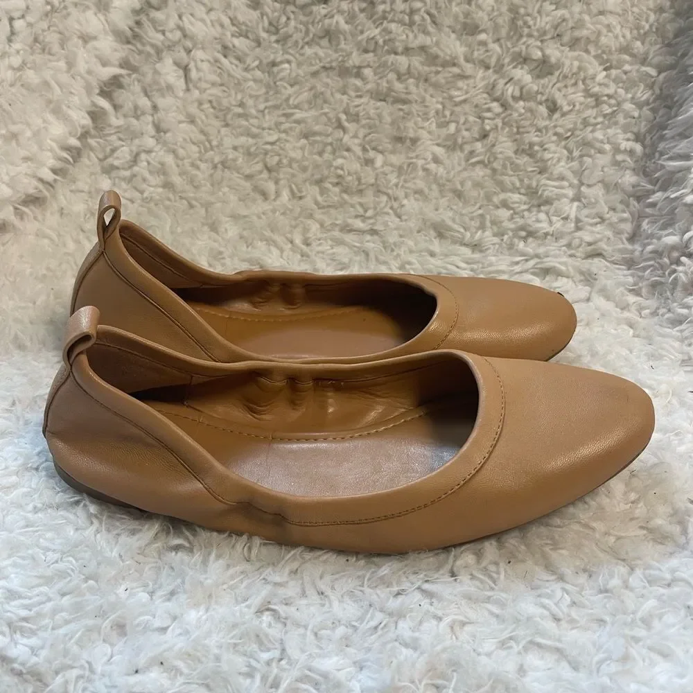 J. Crew leather tan Ballet Flats slip on shoes SZ10.5